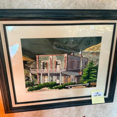 Framed Watercolor by Leibert Sandars of Gold Hill Bar & Hotel
