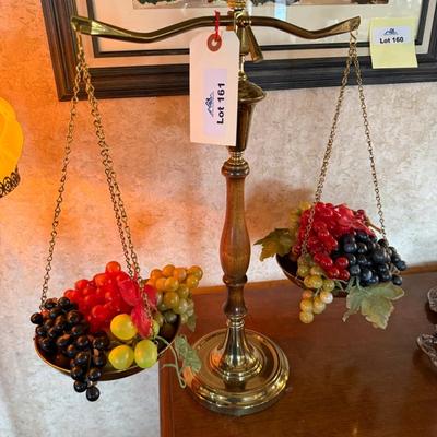 Brass & Wood scale with plastic fruit