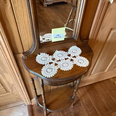 Wood skinny Mirrored Hall Tree 73”t x 17”w x 9.5”d