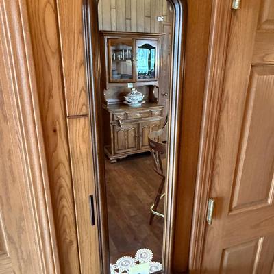 Wood skinny Mirrored Hall Tree 73”t x 17”w x 9.5”d