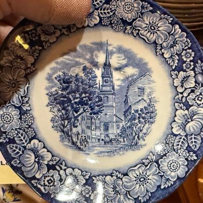 Blue & White Liberty Bell China - Old North Church
