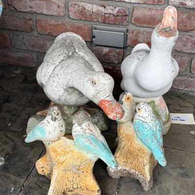 Group of 4 Cement Decor - 2 Ducks & 2 smaller Bird Sets