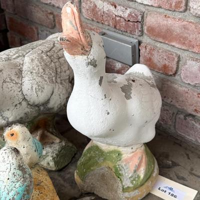 Group of 4 Cement Decor - 2 Ducks & 2 smaller Bird Sets