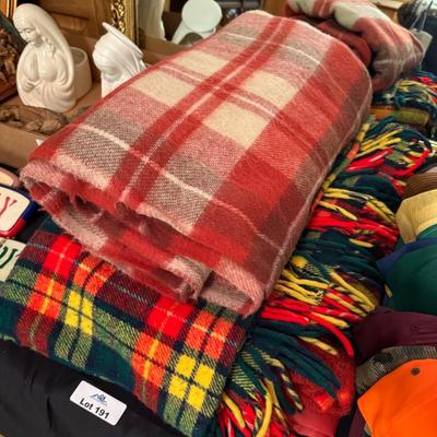Set of 3 Vintage Wool Colorful Blankets