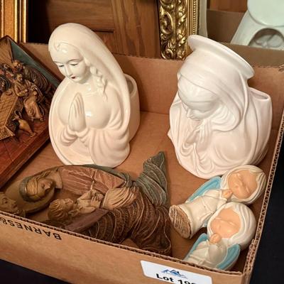 Box of Religious/Catholic Items - Ceramics & others