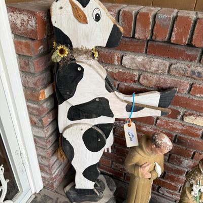 Tall Wooden Cow Art Decorative pc. about 4’ T