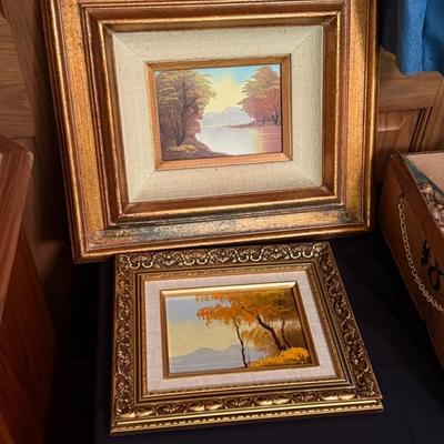 2 gold framed original oil paintings in nice frames