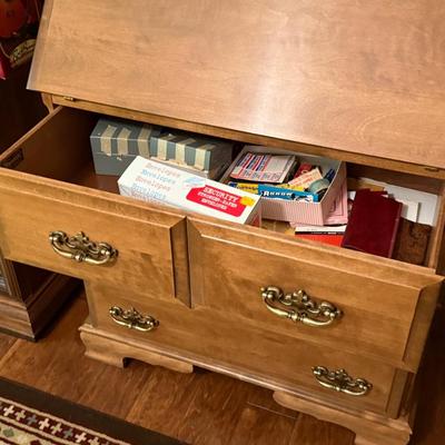 Maple Wood Drop front 3 drawer Desk by Meredith