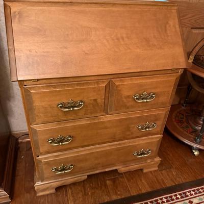 Maple Wood Drop front 3 drawer Desk by Meredith