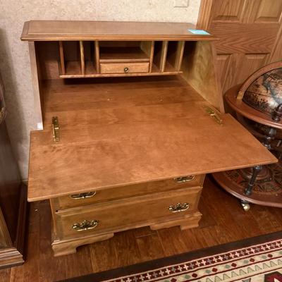 Maple Wood Drop front 3 drawer Desk by Meredith