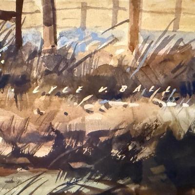 Lyle Ball Original Framed Watercolor of Barn Scene