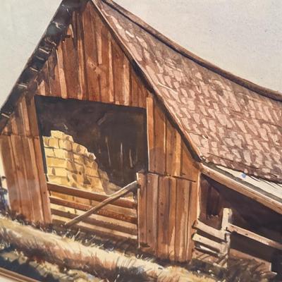 Lyle Ball Original Framed Watercolor of Barn Scene