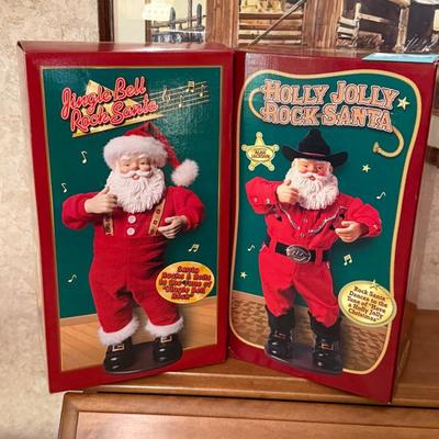 Pair of New Rock Santa Dolls in Boxes