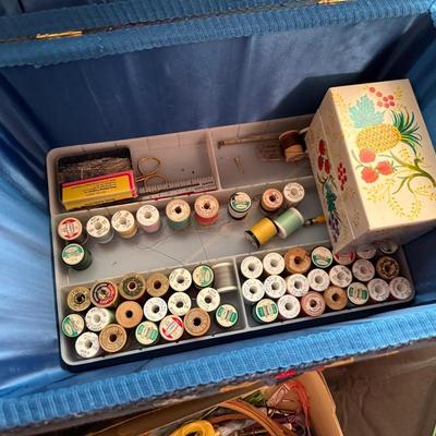 Lot of Sewing Stuff - 2 Baskets full & 1 box