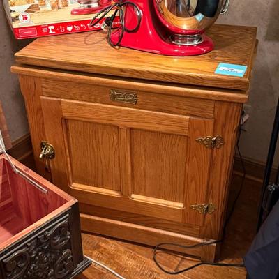 Oak "White Clad" Furniture Ice Box style pivot top Cabinet