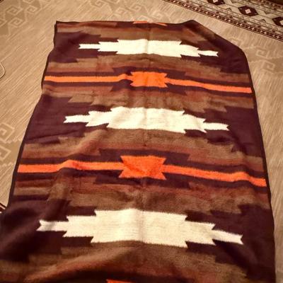 Vintage Biederlack brown/orange Acrylic/Cotton Blanket