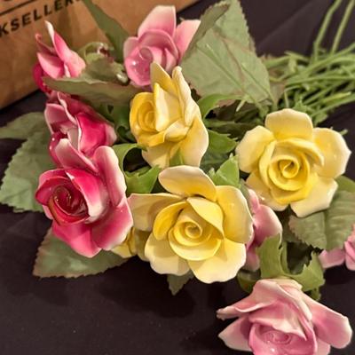 Ceramic yellow & pink flowers in bouquet