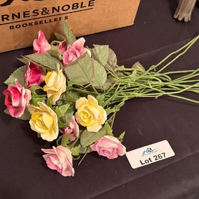 Ceramic yellow & pink flowers in bouquet