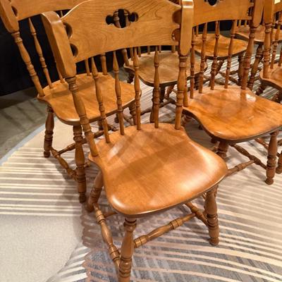 Set of 10 Vintage high back Oak Chairs