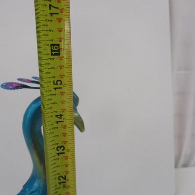 Multicolor Metallic Peacock Figure 15" Tall