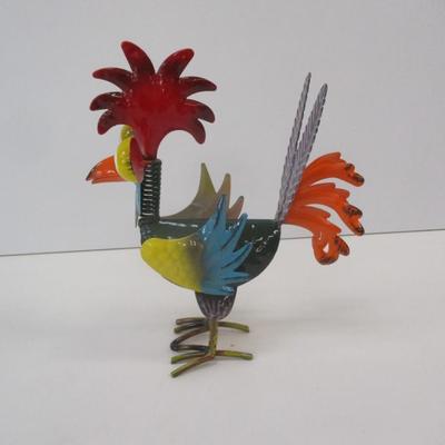 Rustic Rooster Iron Statue Approx 8 1/2" Tall