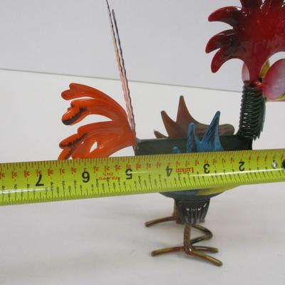 Rustic Rooster Iron Statue Approx 8 1/2" Tall