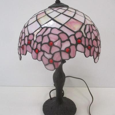 Tiffany Style Pink Floral Stained Glass Table Lamp