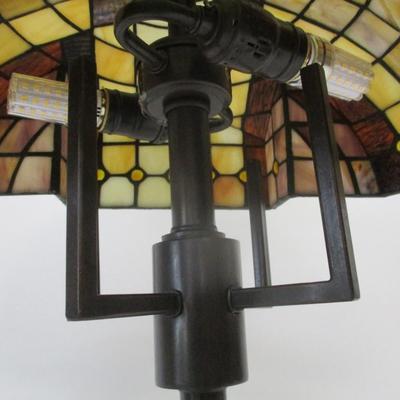 Unusual Shaped Tiffany Style Stained Glass Table Lamp