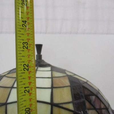 Unusual Shaped Tiffany Style Stained Glass Table Lamp