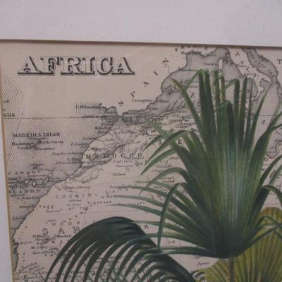 Global View Palm Trees India & Africa Map Prints Approx 23" x 19"
