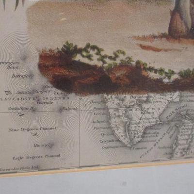 Global View Palm Trees India & Africa Map Prints Approx 23" x 19"