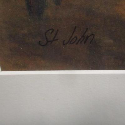 Framed St John Numbered Sunset Print 43 3/4" x 43 1/2"
