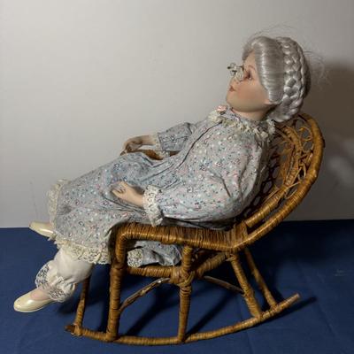 Porcelain Doll and Rocker