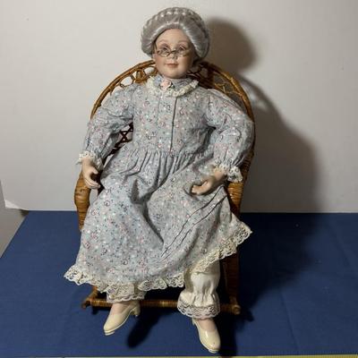 Porcelain Doll and Rocker