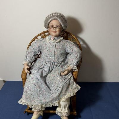 Porcelain Doll and Rocker