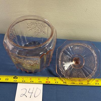 Vintage Pink Depression Glass Cookie Jar