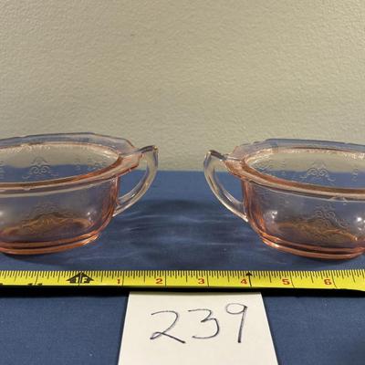 Vintage Pink Depression Glass Cream and Sugar