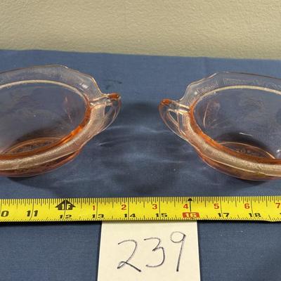 Vintage Pink Depression Glass Cream and Sugar