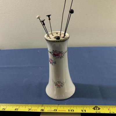 Vintage Hat Pin Holder with Hat Pins