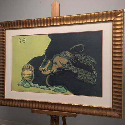 Faren Sanders Crews Framed Smokey Mountain Bear Artwork 51" x 36"
