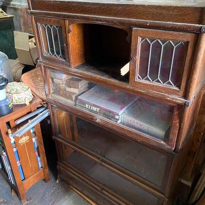 Antique Globe Leaded Cabinet Barrister Bookcase