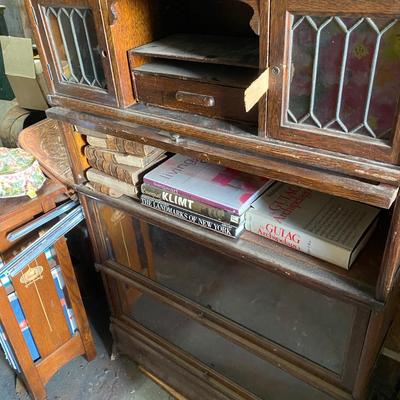 Antique Globe Leaded Cabinet Barrister Bookcase