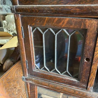 Antique Globe Leaded Cabinet Barrister Bookcase