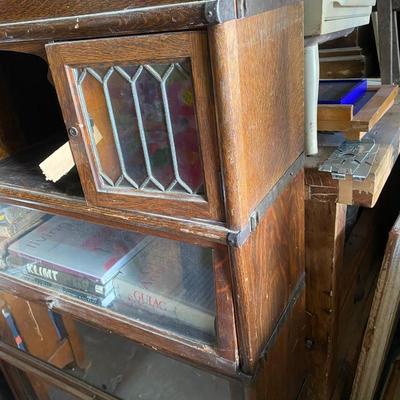 Antique Globe Leaded Cabinet Barrister Bookcase