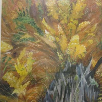 Framed Forest Tree Stump & Plants Art 29" x 41 1/4"