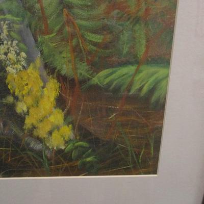 Framed Forest Tree Stump & Plants Art 29" x 41 1/4"