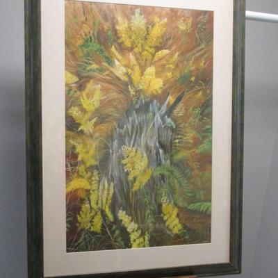 Framed Forest Tree Stump & Plants Art 29" x 41 1/4"