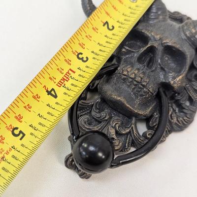 Resin Horned Skull Sheep Head Door Knocker Metal Handle