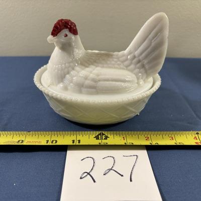 Vintage Milk Glass Hen on Nest