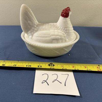 Vintage Milk Glass Hen on Nest